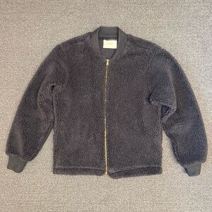 Aimé Leon Dore Fleece Bomber Jacket in Charcoal Art Melange